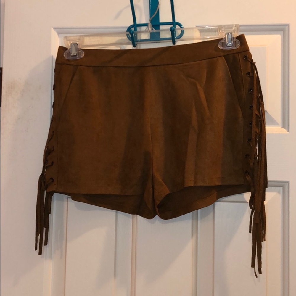Suede Fringe Shorts